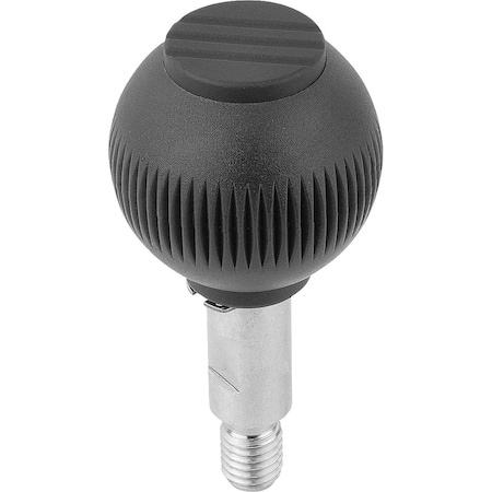 Kipp Spherical Knob Revolving Size:1, D1=25 D=M06X10, Plastic Black, Comp:Steel, Cap:Black K0254.106